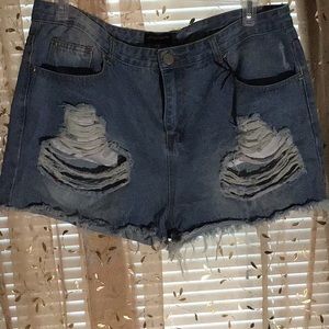 Denim ripped shorts